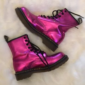Dr Martens 1460 Metallic Shiny Pink Boots UK4